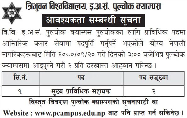 Tribhuvan University Institute Vacancy For Head Technical Assistant 2 tribhuvan university institute of engineering job vacancy shiva blog 1