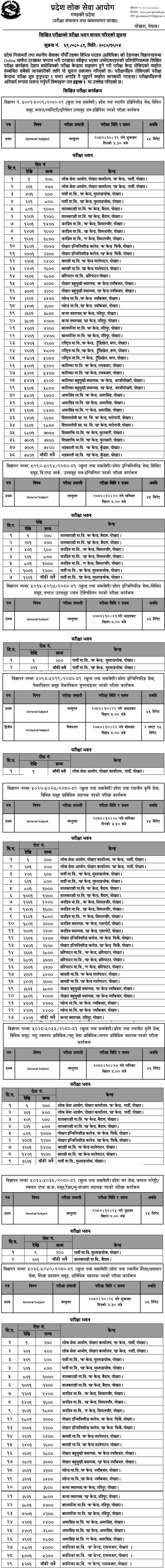 Province Lok Sewa Aayog Gandaki Province Exam Notice for Technical Posts 2 Gandaki Pradesh Lok Sewa Aayog Exam Center of 5th Level Various Technical Positions 1