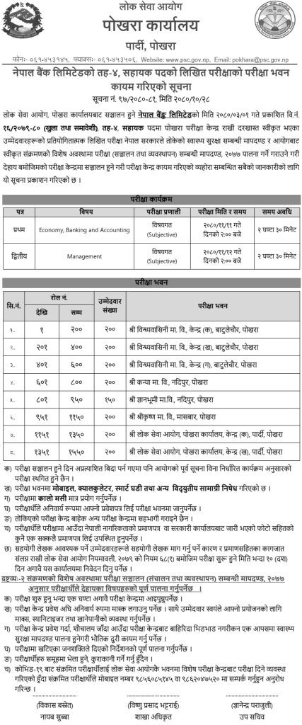 Nepal Bank Limited 4th Level Assistant Post Examination Center Pokhara 1