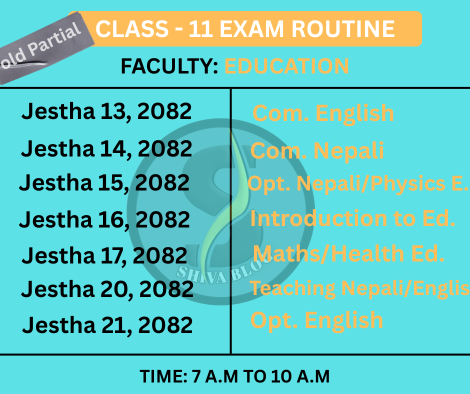 NEB Class 11 Education Routine 2082