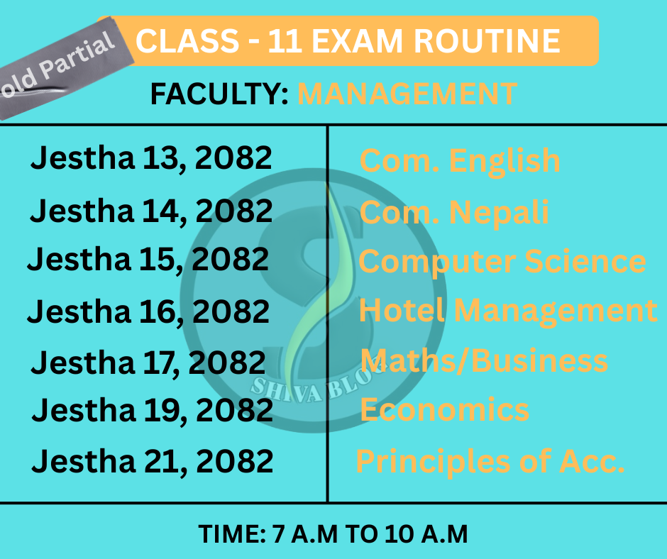 NEB Class 11 Management Routine 2082