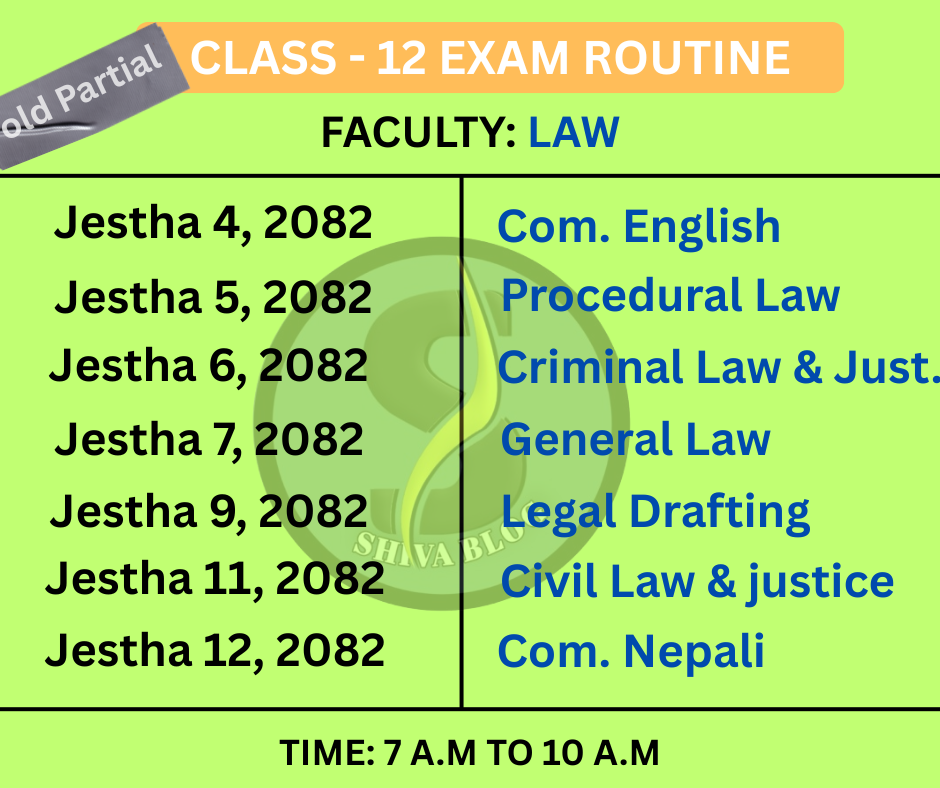 NEB Class 12 Law Routine 2082