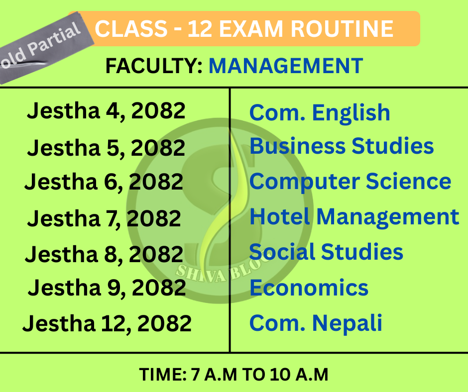 NEB Class 12 Management Routine 2082
