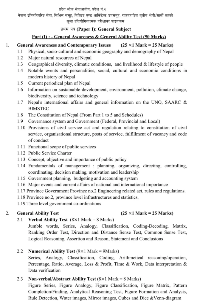 Lok Sewa Engineering Syllabus Question and Answer