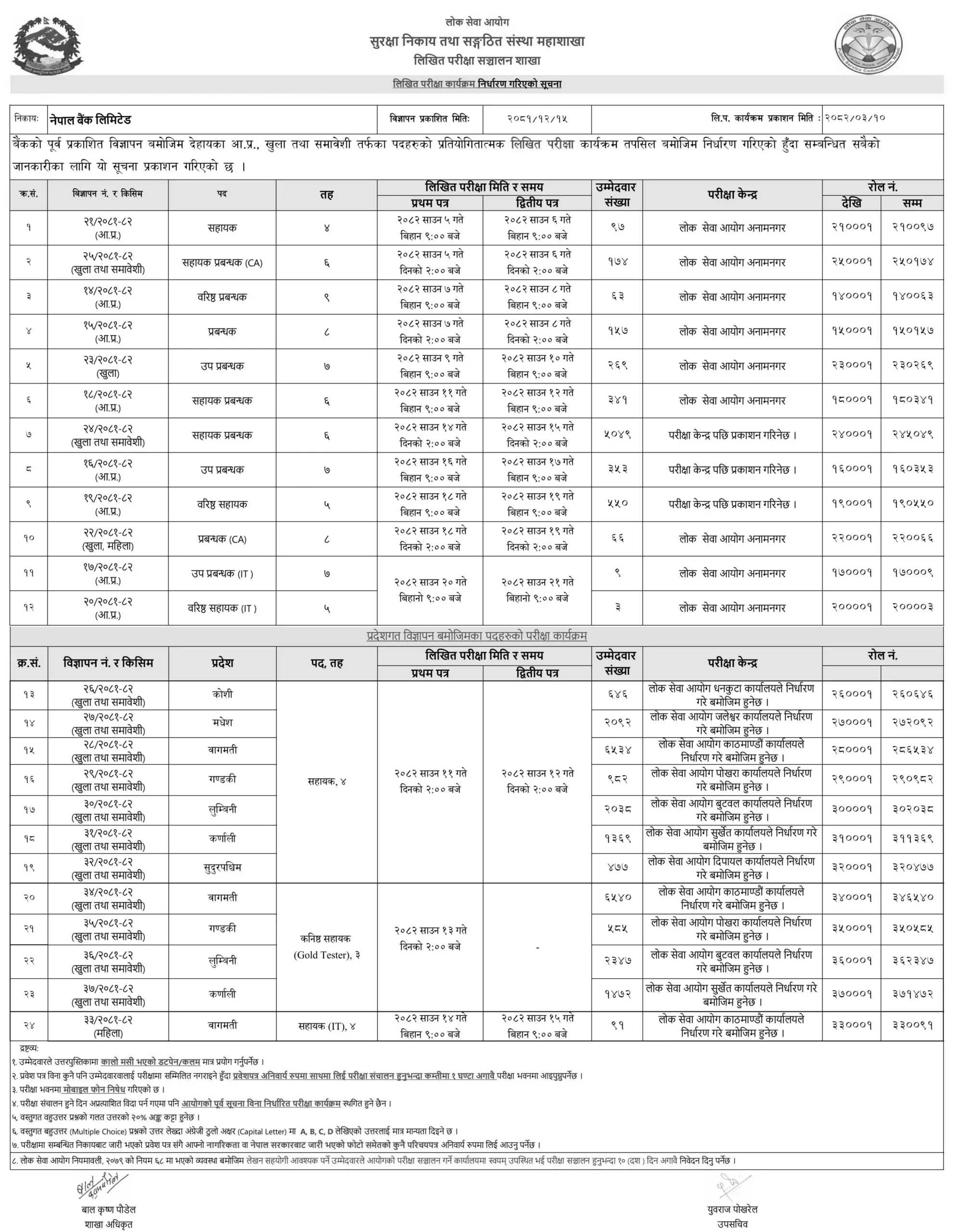 Nepal Bank Limited Exam Schedule 2082 scaled